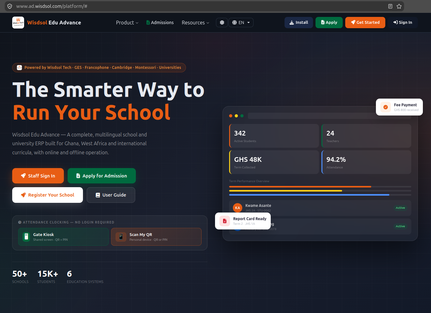 Screenshot of Wisdsol Edu Advance