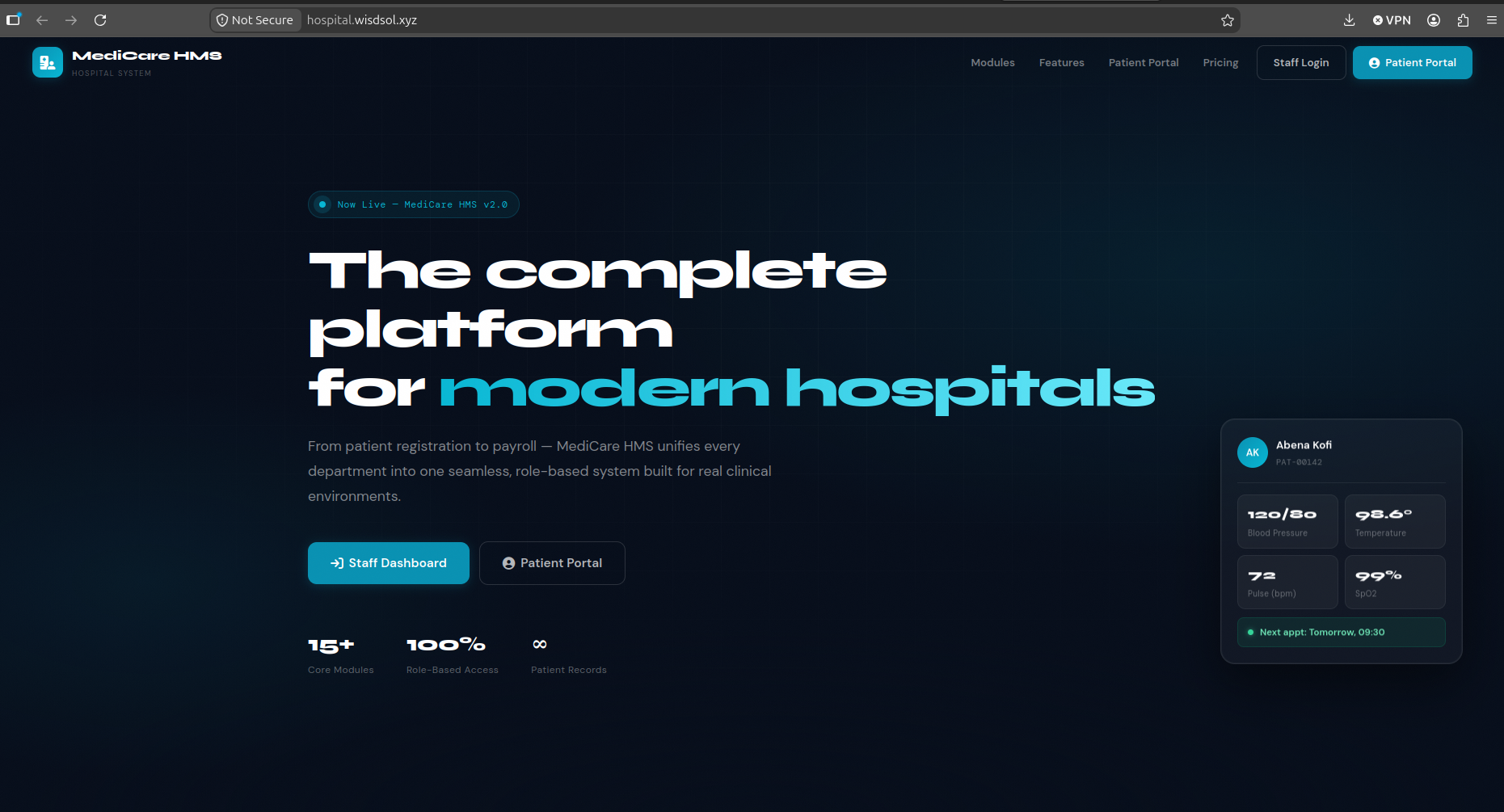 Screenshot of Wisdsol HMS