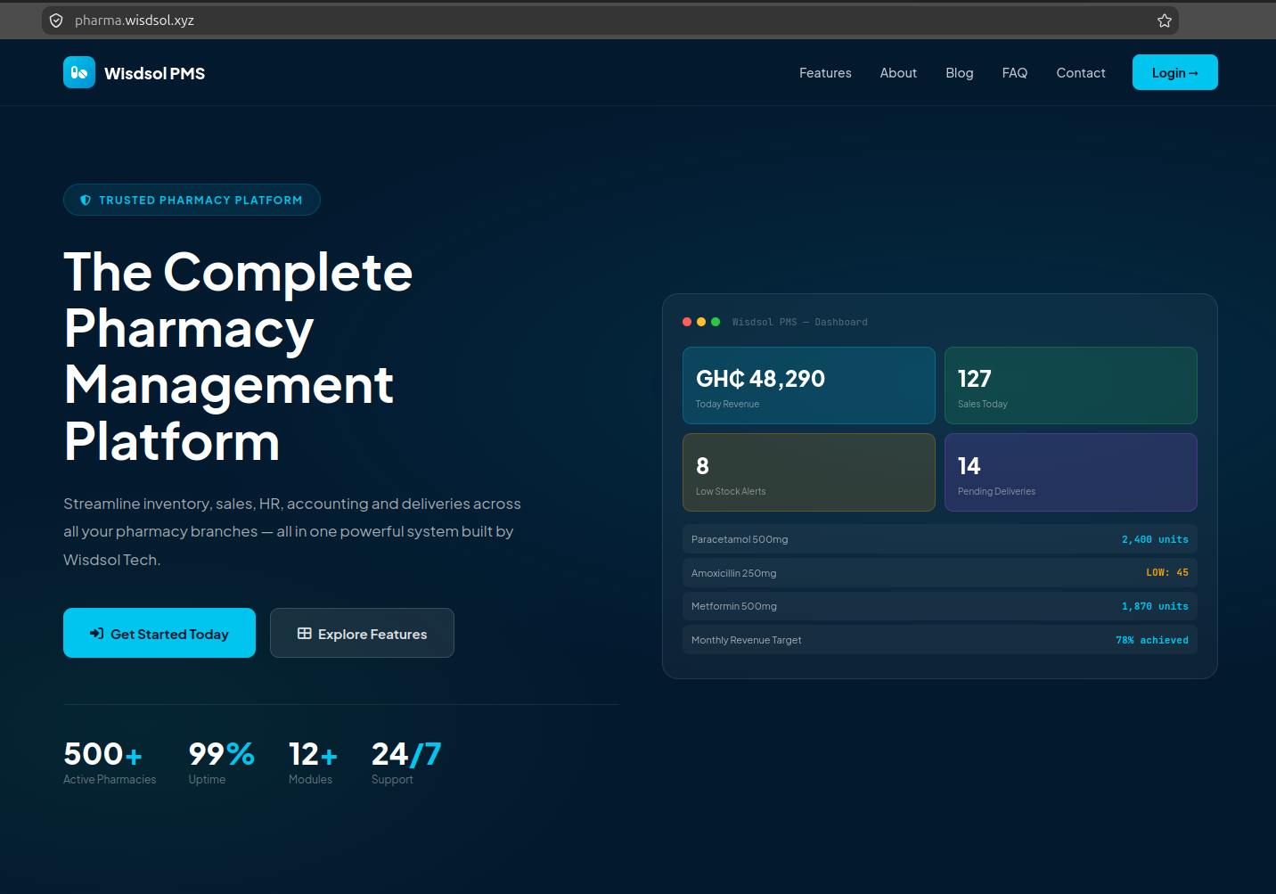 Screenshot of Wisdsol Pharma
