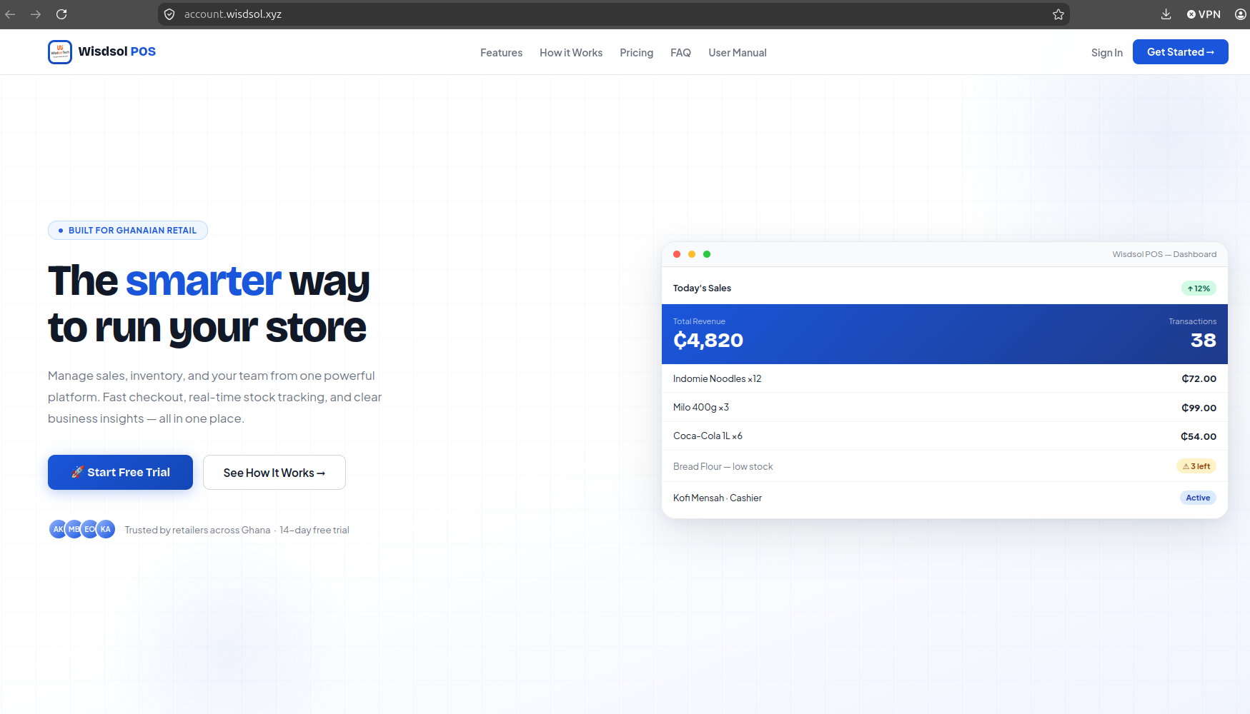Screenshot of Wisdsol POS